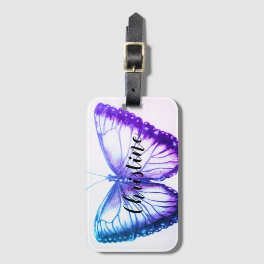Personalisierter Name Schöner Schmetterling Gepäckanhänger (Vorderseite Vertikal)
