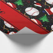 Personalisierter Name schwarz Baseball Weihnachten Geschenkpapier (Ecke)
