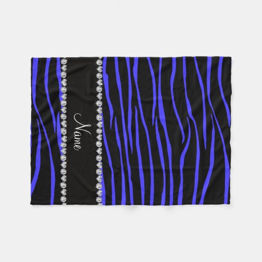 Personalisierter Name schwarz-blaue Zebrastreifen Fleecedecke (Vorderseite (Horizontal))