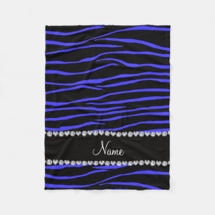 Personalisierter Name schwarz-blaue Zebrastreifen Fleecedecke