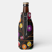 Personalisierter Name schwarz farbiges Poolmuster Flaschenkühler (Flasche Rückseite)