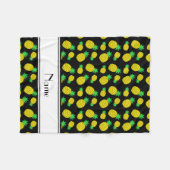 Personalisierter Name schwarz-gelbe Ananas Fleecedecke (Vorderseite (Horizontal))