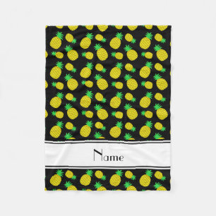 Personalisierter Name schwarz-gelbe Ananas Fleecedecke