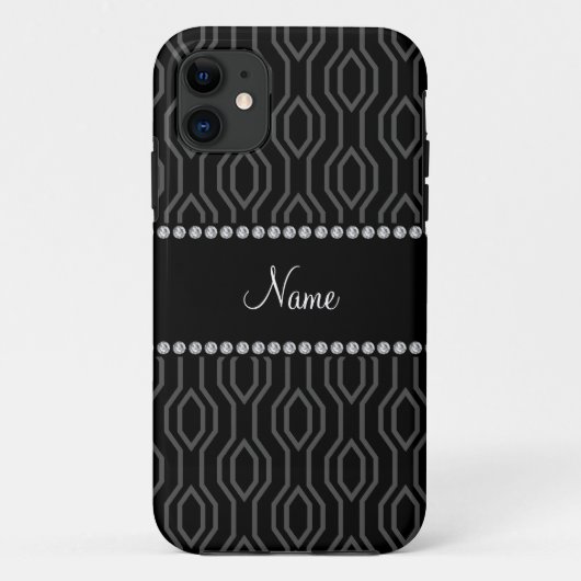 Personalisierter Name schwarz geometrisches Diaman Case-Mate iPhone Hülle (Rückseite)