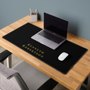 Personalisierter Name Schwarz Gold Minimalistisch Schreibtischunterlage