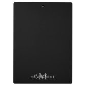 Personalisierter Name Schwarz Klemmbrett (Rückseite)