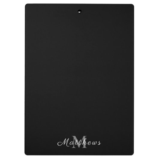 Personalisierter Name Schwarz Klemmbrett (Rückseite)