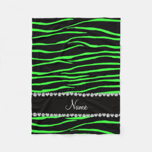 Personalisierter Name Schwarz-Nebel-grüne Zebrastr Fleecedecke