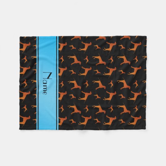 Personalisierter Name schwarz Rhodesian ridgeback  Fleecedecke (Vorderseite (Horizontal))