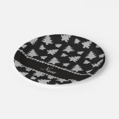 Personalisierter Name schwarz-silberne Weihnachtsb Pappteller (Schrägansicht)