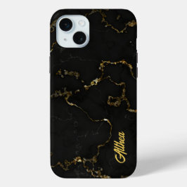 Personalisierter Name Schwarz und Gold marmoriert Case-Mate iPhone Hülle