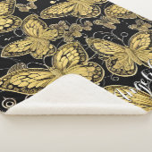 Personalisierter Name Schwarz und Goldbarren Sherpadecke (3/4)
