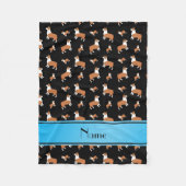 Personalisierter Name Schwarz Walisischer Korgi Pe Fleecedecke (Vorderseite)