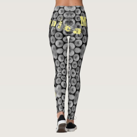 Personalisierter Name Schwarz-Weiß-Bleistift-Leggi Leggings (Rückseite)