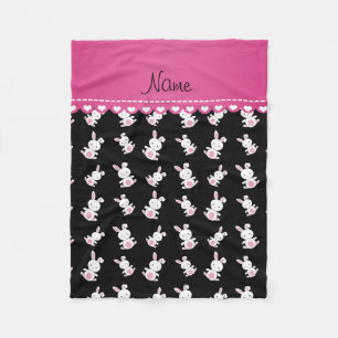 Personalisierter Name Schwarz-weiß Bundnies rosa S Fleecedecke