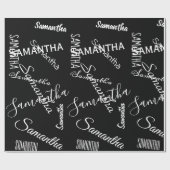 Personalisierter Name Schwarz-weiß Geschenkpapier (Flach)
