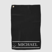 Personalisierter Name Schwarz/Weiß Golfhandtuch (Vorderseite)