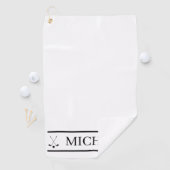 Personalisierter Name Schwarz/Weiß Golfhandtuch (Insitu)