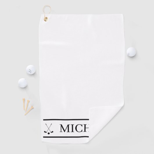 Personalisierter Name Schwarz/Weiß Golfhandtuch (Insitu)