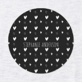 Personalisierter Name Schwarz-weiß Herzschmerzen S Etiketten (Design 2)