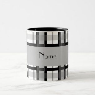 Personalisierter Name Schwarz/Weiß kariert Zweifarbige Tasse