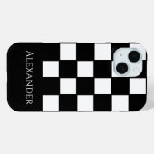 Personalisierter Name Schwarz/Weiß-Karo Case-Mate iPhone Hülle (Rückseite (Horizontal))