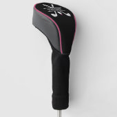 Personalisierter Name Schwarz-weiß rosa Golf Headcover (angewinkelt)