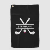 Personalisierter Name Schwarz-weiß rosa Golfhandtuch (Vorderseite)