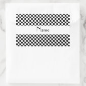 Personalisierter Name Schwarz-Weiß-Schachbrett Rechteckiger Aufkleber (Tasche)