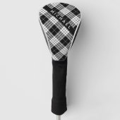 Personalisierter Name Schwarz-Weiß-Tartan-Muster Golf Headcover (Vorderseite)