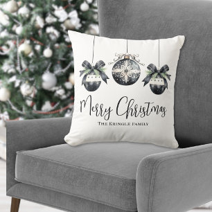 Personalisierter Name Schwarz-weiß Weihnachten Kissen