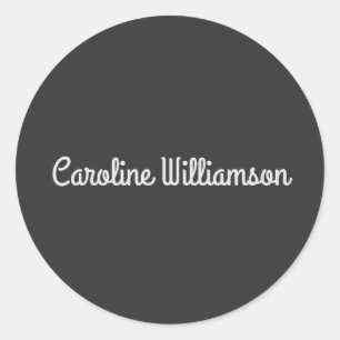Personalisierter Name Schwarz Weiße Retro-Typograf Runder Aufkleber
