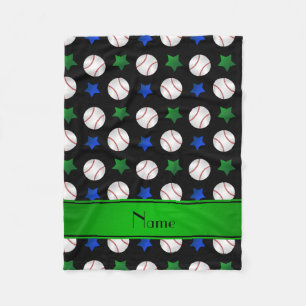 Personalisierter Name Schwarze Baseballblau-grüne Fleecedecke