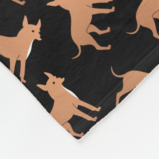 Personalisierter Name: Schwarze Chihuahua-Hunde Fleecedecke (Ecke)