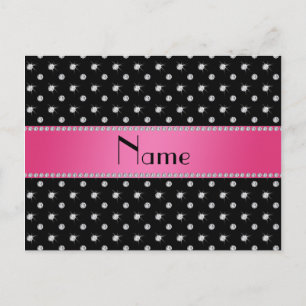 Personalisierter Name schwarze Diamanten rosa Stre Postkarte