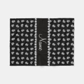 Personalisierter Name Schwarze Eule Herz Fleecedecke (Vorderseite (Horizontal))
