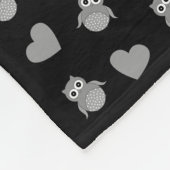 Personalisierter Name Schwarze Eule Herz Fleecedecke (Ecke)