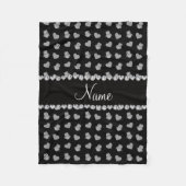 Personalisierter Name Schwarze Eule Herz Fleecedecke (Vorderseite)