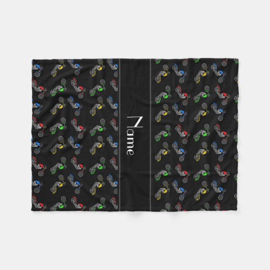 Personalisierter Name schwarze Motorräder Fleecedecke (Vorderseite (Horizontal))