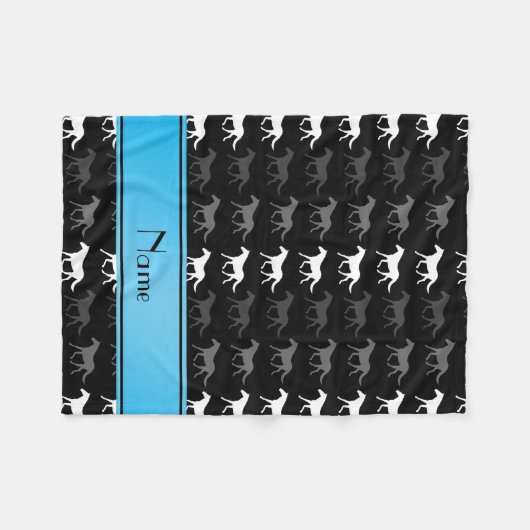 Personalisierter Name Schwarze Pferde Fleecedecke (Vorderseite (Horizontal))