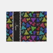 Personalisierter Name Schwarze Regenbogenleoparden Fleecedecke (Vorderseite (Horizontal))