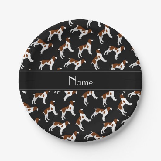 Personalisierter Name Schwarze Spaniel-Hunde Pappteller (Vorderseite)