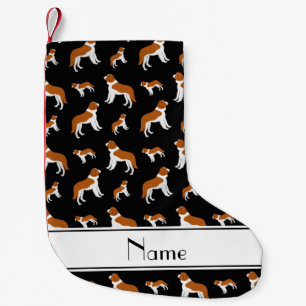 Personalisierter Name Schwarze St. Bernard-Hunde Kleiner Weihnachtsstrumpf