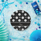 Personalisierter Name schwarze Volleyballs Pappteller (Party)