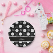 Personalisierter Name schwarze Volleyballs Pappteller (Party)