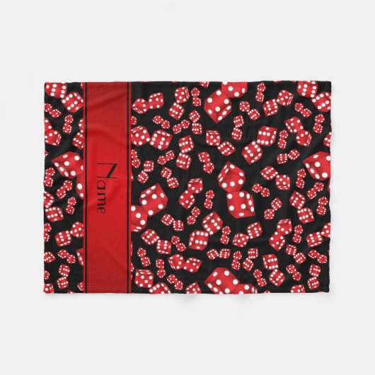 Personalisierter Name Schwarze Würfel Fleecedecke (Vorderseite (Horizontal))