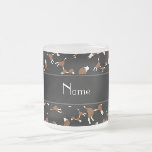 Personalisierter Name Schwarzer Beagle Hundemuster Mattglastasse