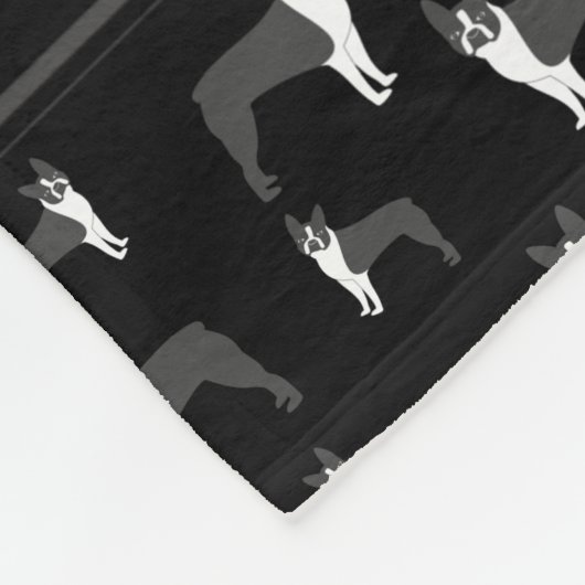 Personalisierter Name schwarzer Boston Terrier Fleecedecke (Ecke)