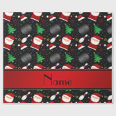 Personalisierter Name Schwarzer Bowling Weihnachts Geschenkpapier (Flach)