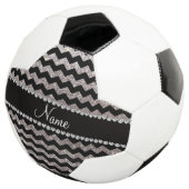 Personalisierter Name Schwarzer Glitzer Chevronen Fußball (Dreiviertel)